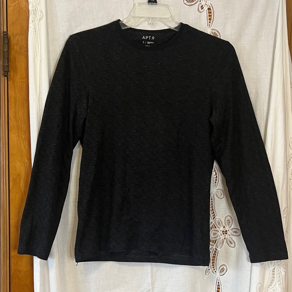 Apt 9 Black Crew Neck Long Sleeve Tee S